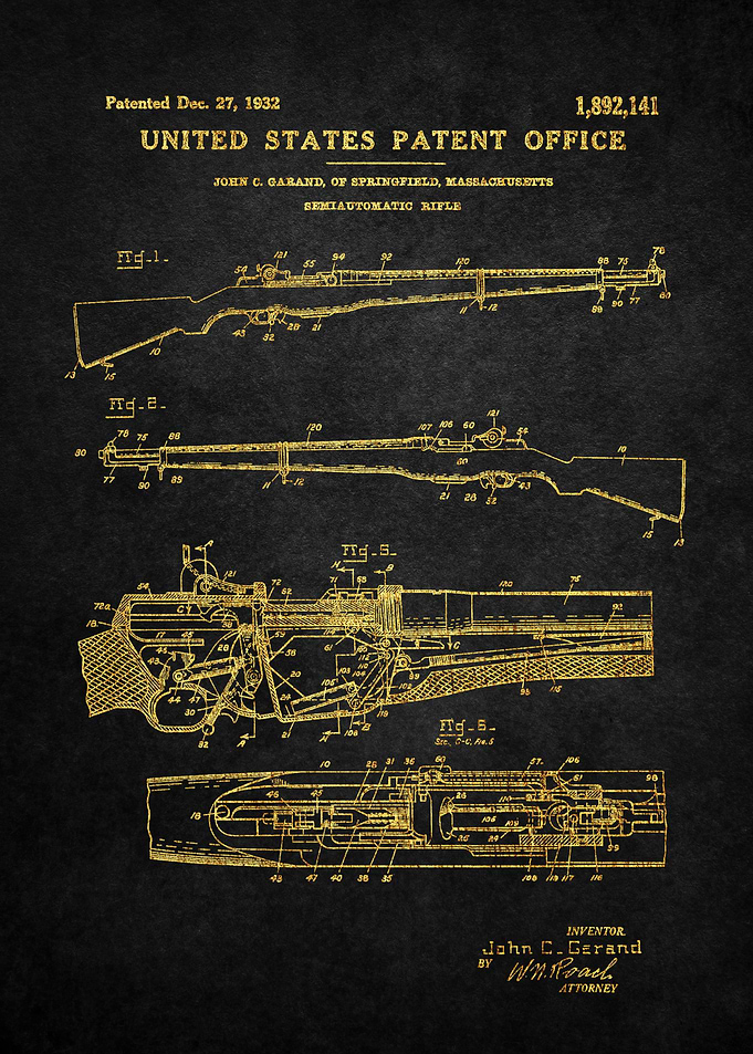 2 M1 Garand Rifle Patent