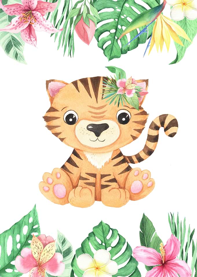 Tiger with flowers