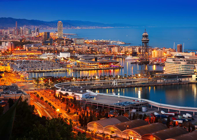 Barcelona Spain City Night