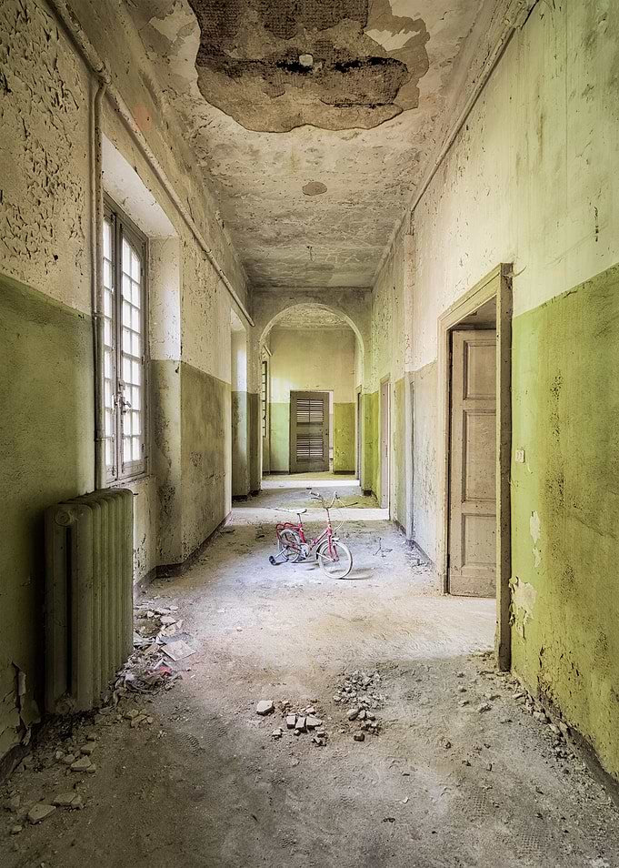 Asylum Corridor With Bike