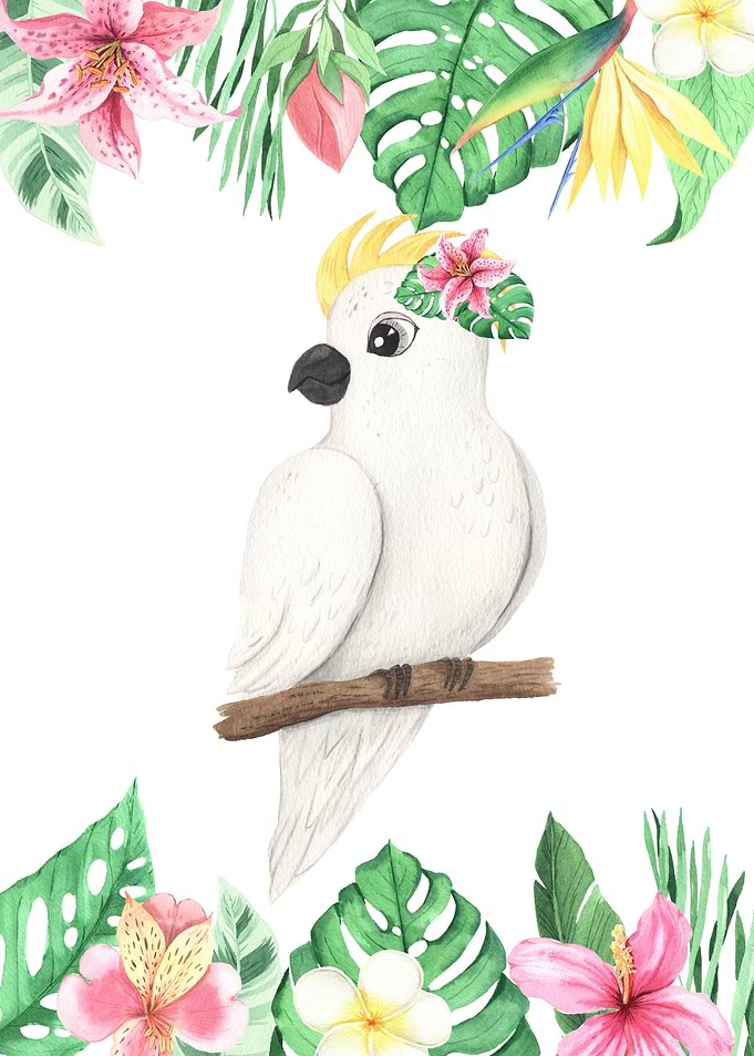 Parrot Flower Watercolor