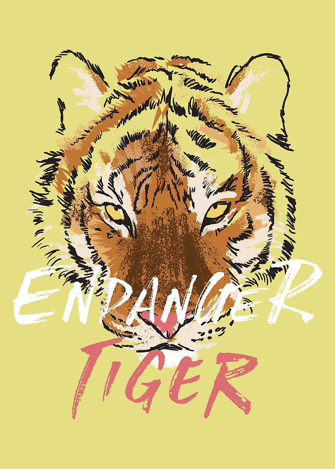 Danger slogan with tiger
