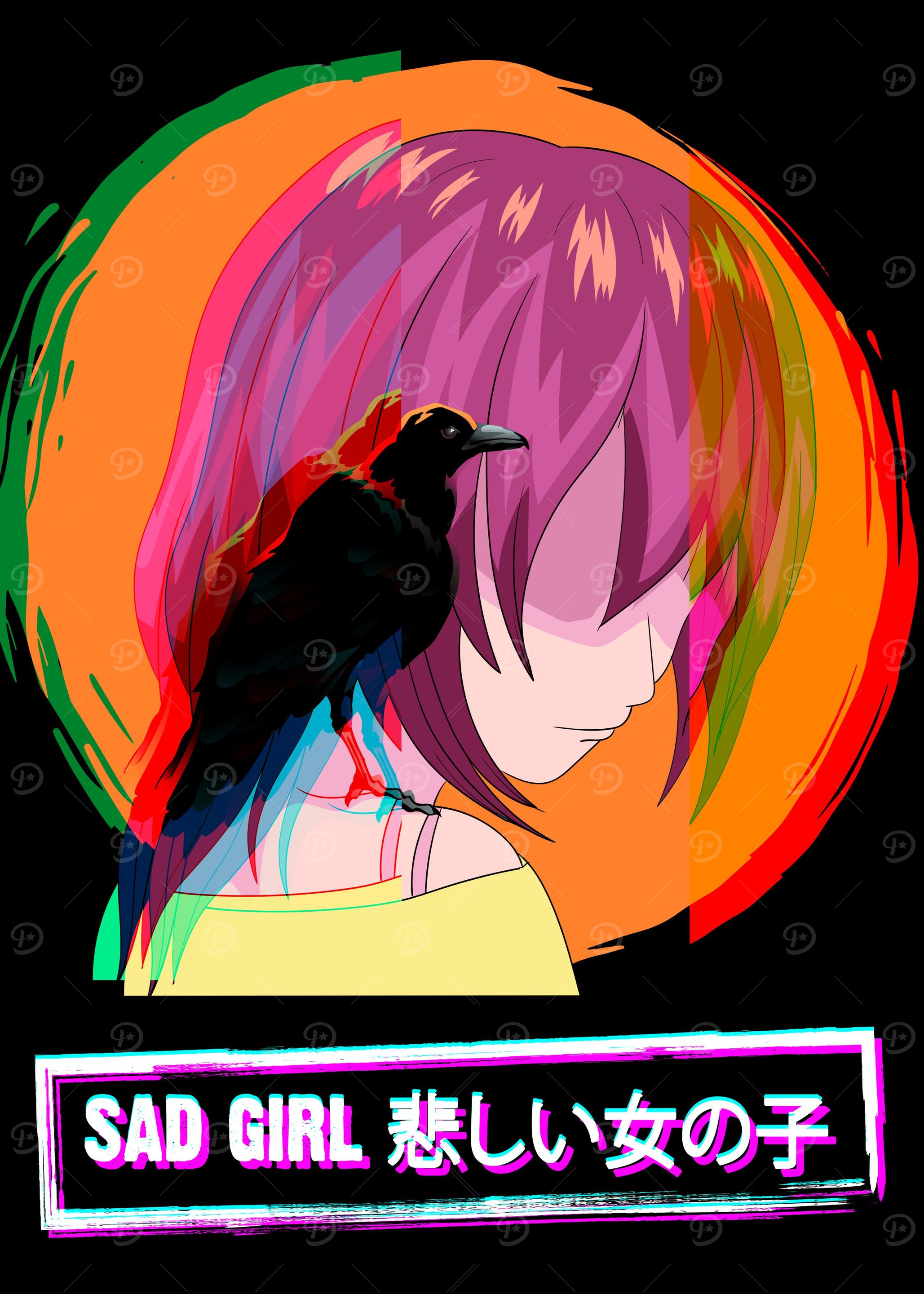 Sad Anime Girl Raven Crow