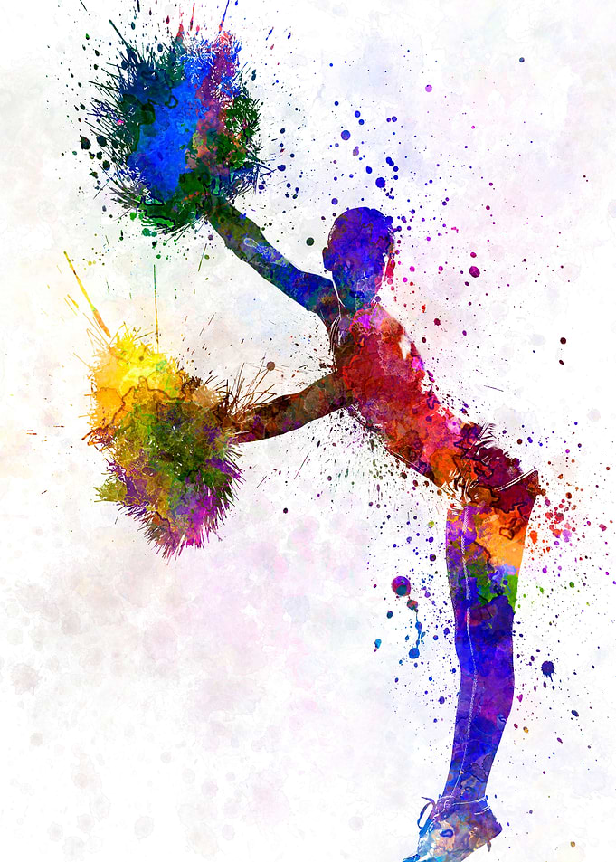 cheerleader in watercolor