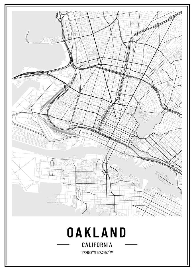 Oakland california usa map