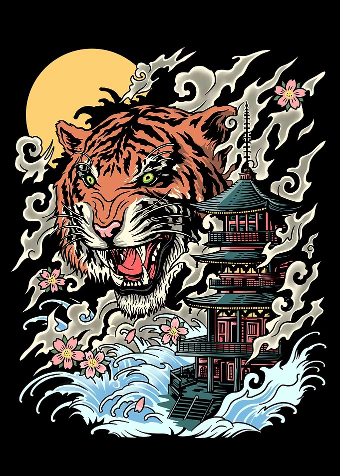 Tiger In Japanese Style
