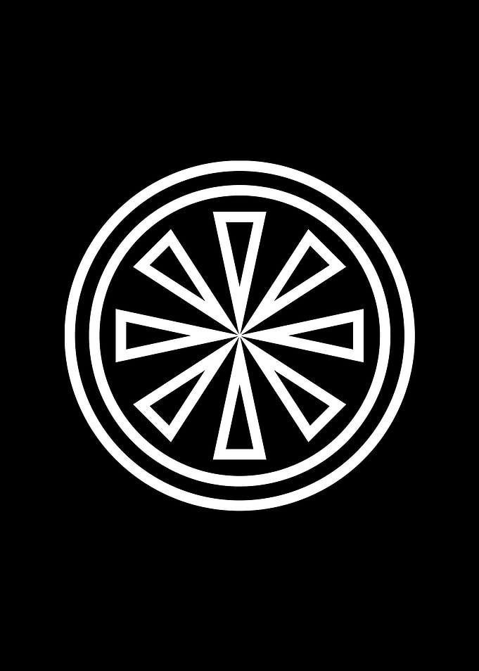 White Geometric Glyph Sign