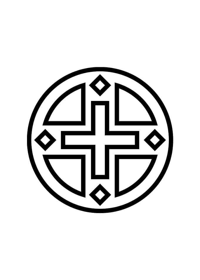 White Geometric Glyph Sign