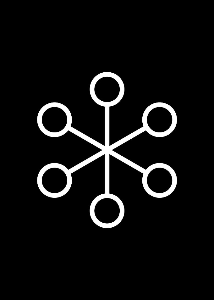 White Geometric Glyph Sign