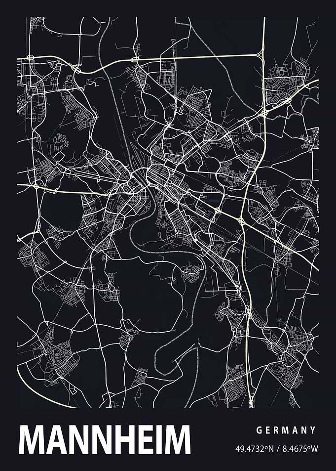 Mannheim City Map Germany