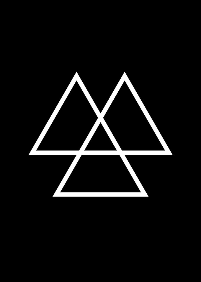 White Geometric Glyph Sign