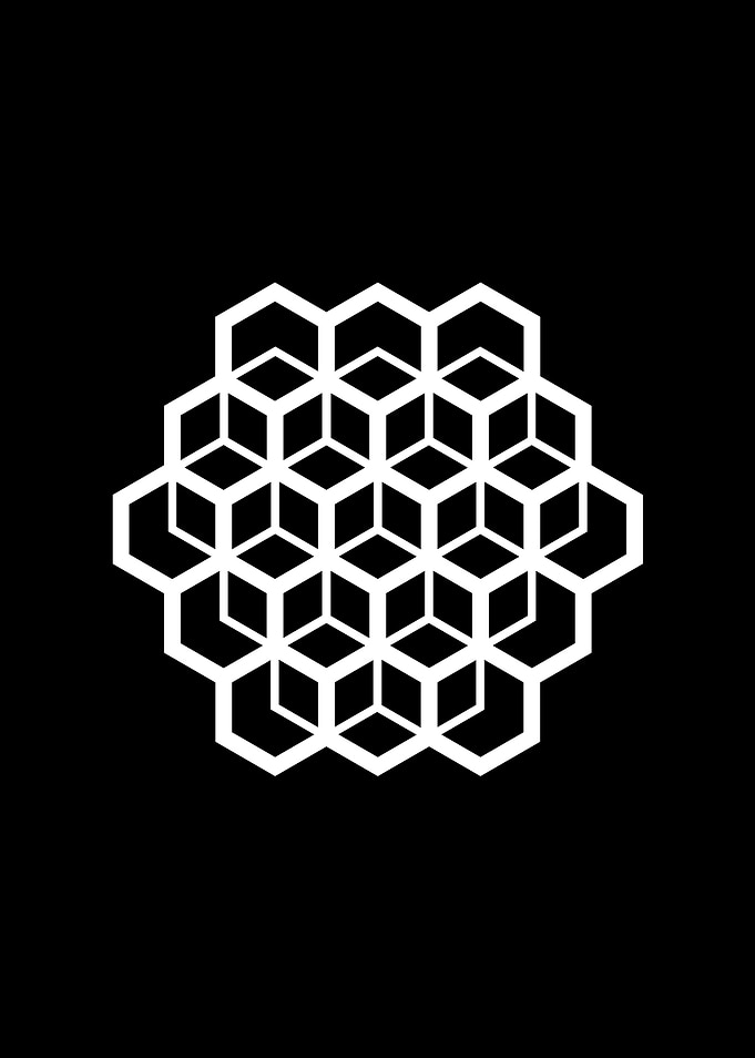 White Geometric Glyph Sign