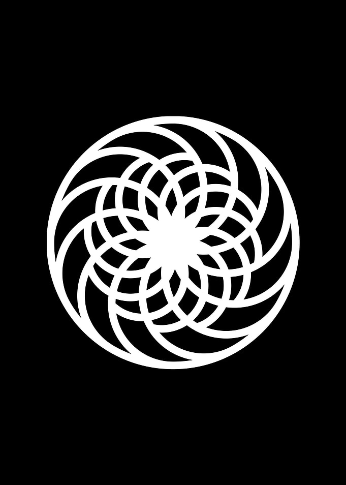 White Geometric Glyph Sign