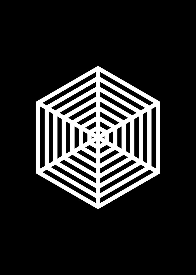 White Geometric Glyph Sign
