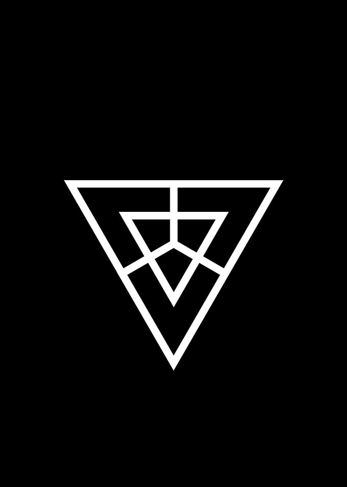 White Geometric Glyph Sign