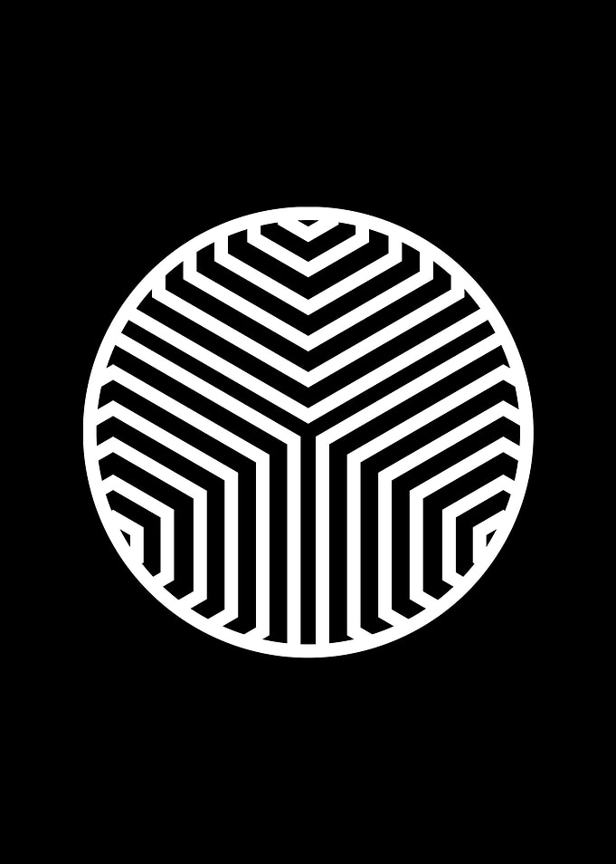 White Geometric Glyph Sign