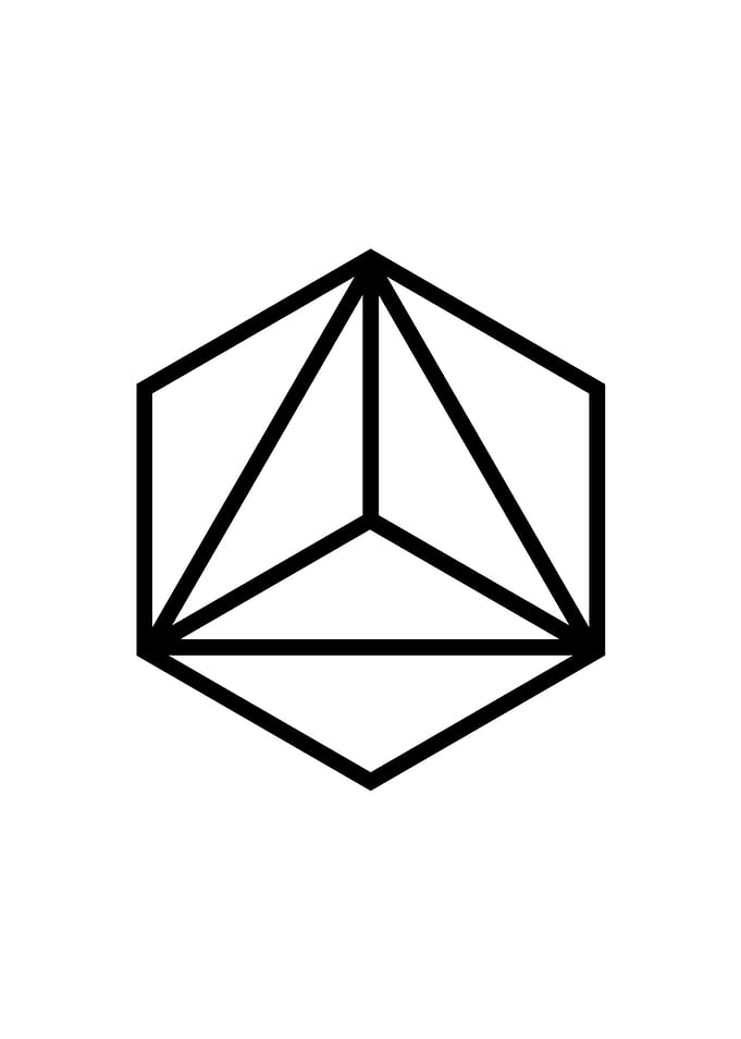 White Geometric Glyph Sign