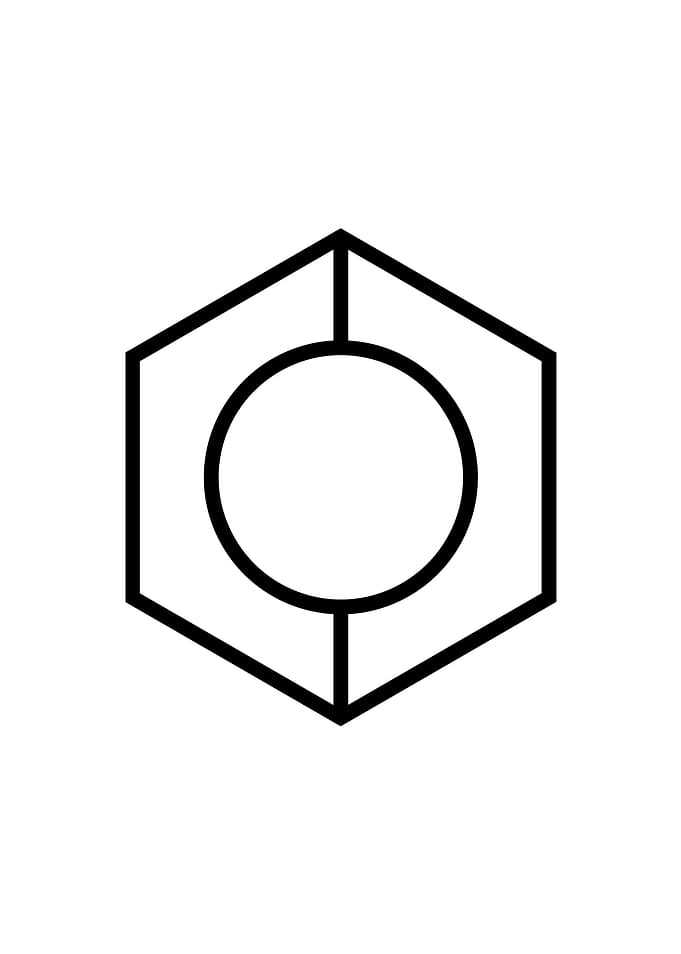 White Geometric Glyph Sign