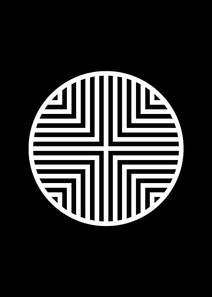 White Geometric Glyph Sign