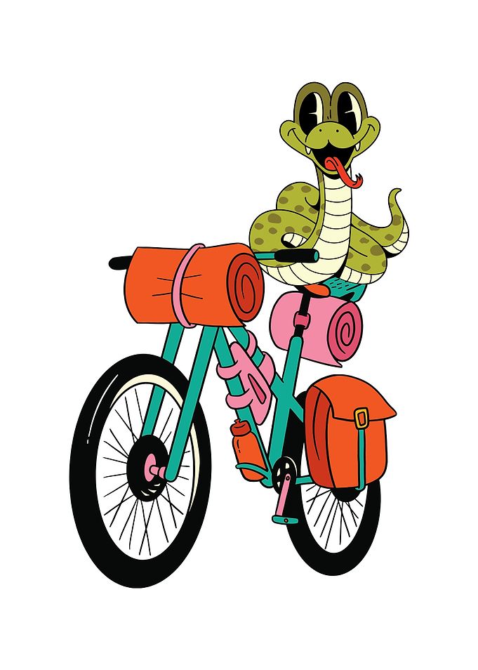 Snake on a bicycle