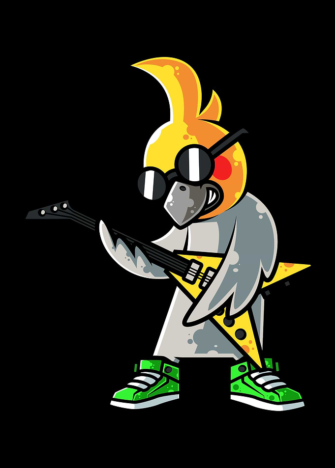 Cockatiel with EGuitar