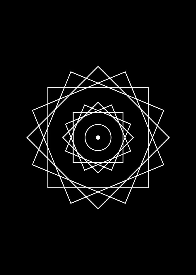 White Geometric Glyph Sign