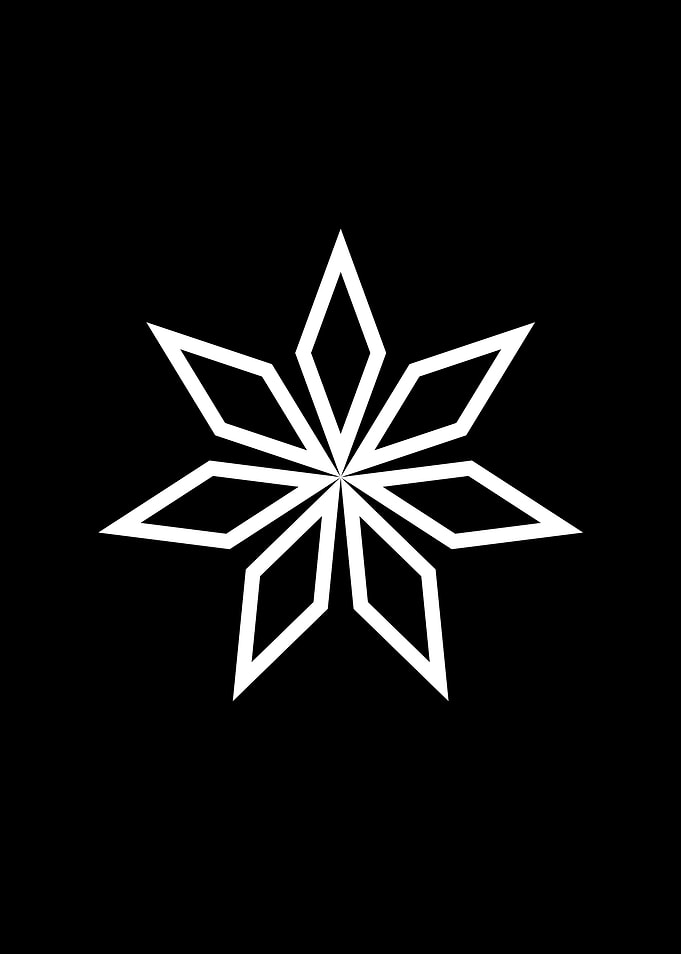 White Geometric Glyph Sign