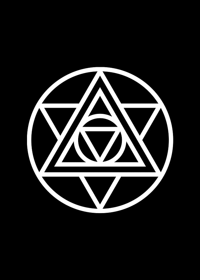 White Geometric Glyph Sign