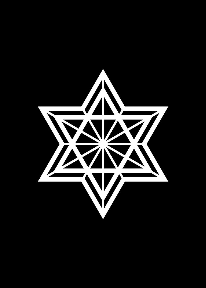 White Geometric Glyph Sign