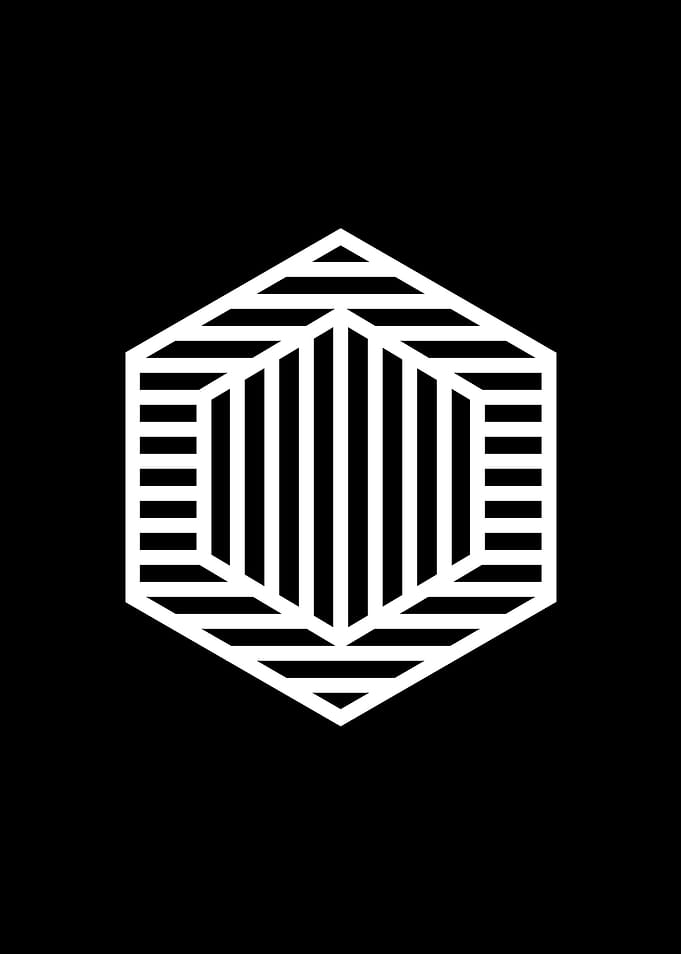 White Geometric Glyph Sign