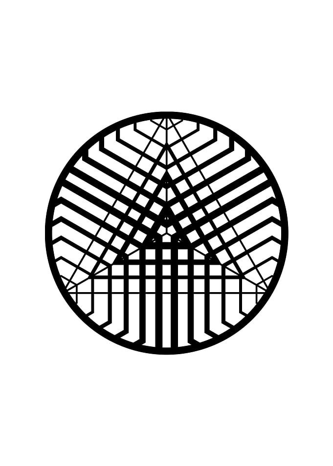White Geometric Glyph Sign