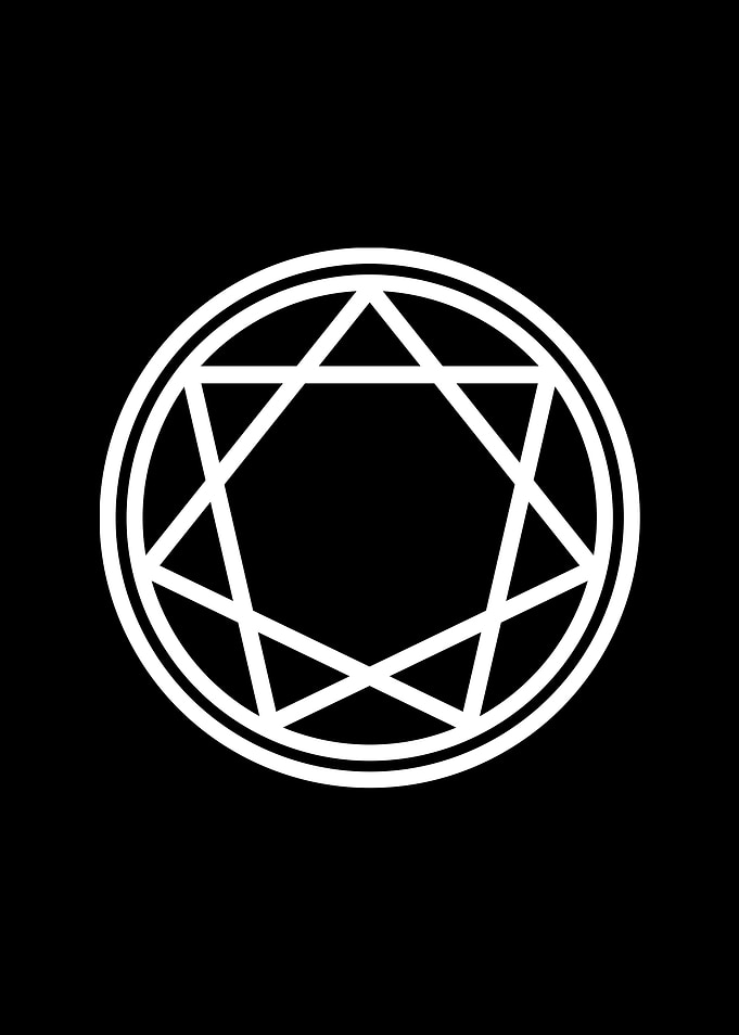 White Geometric Glyph Sign