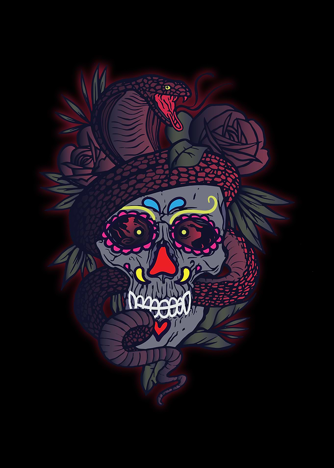 Snake around the skull
