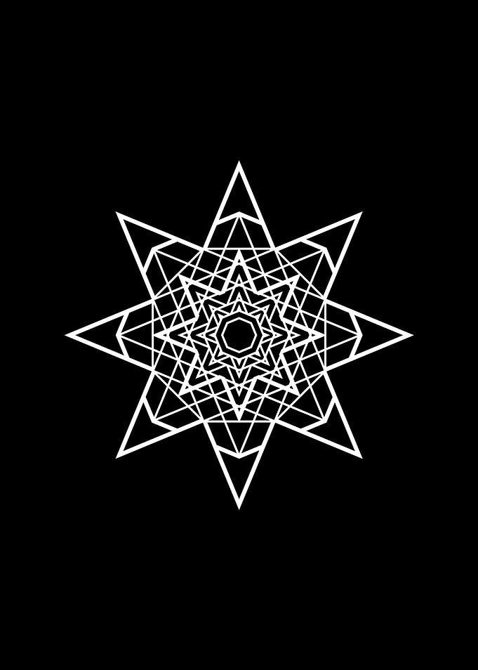 White Geometric Glyph Sign