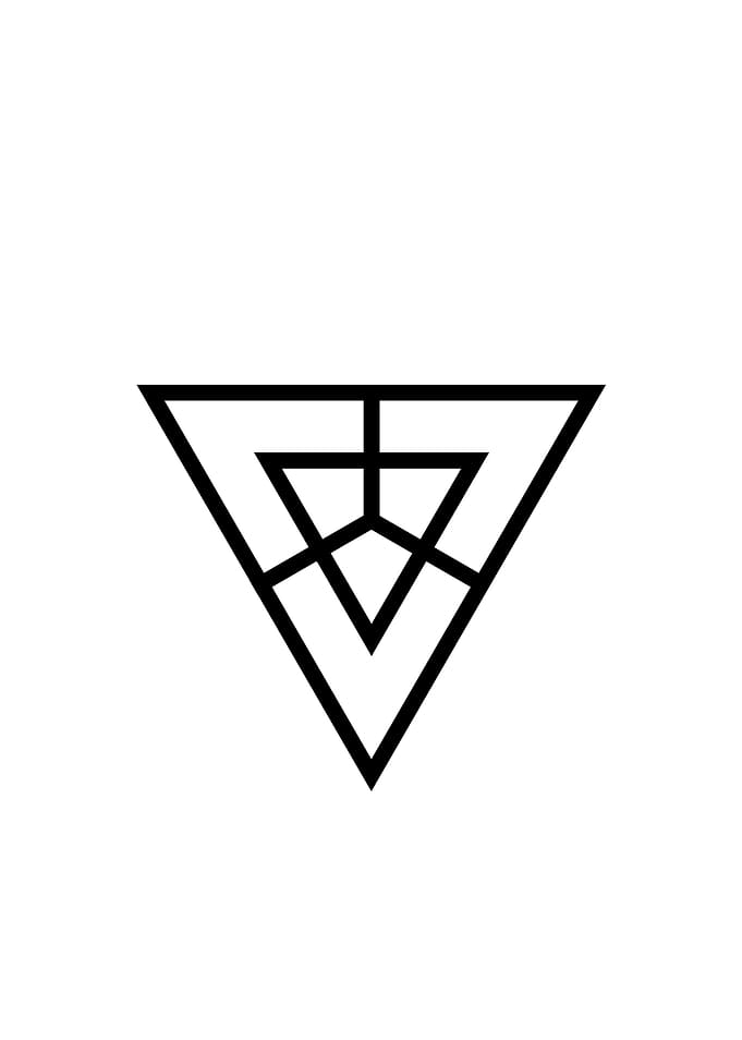 White Geometric Glyph Sign