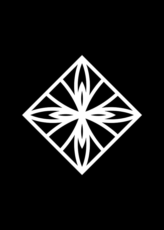 White Geometric Glyph Sign