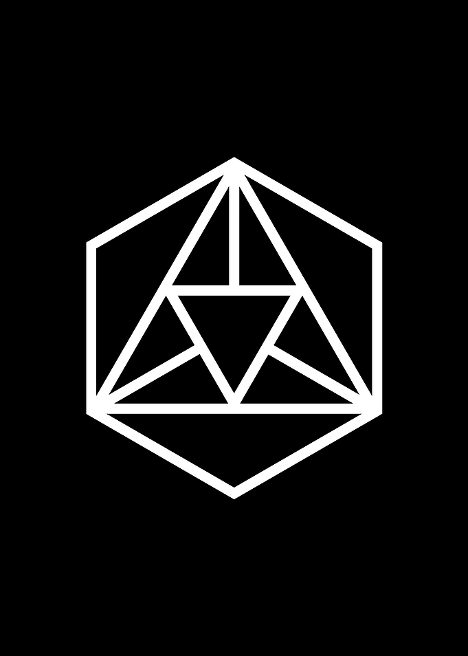 White Geometric Glyph Sign