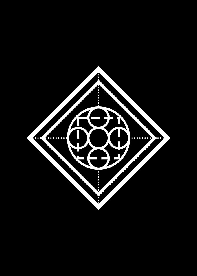 White Geometric Glyph Sign