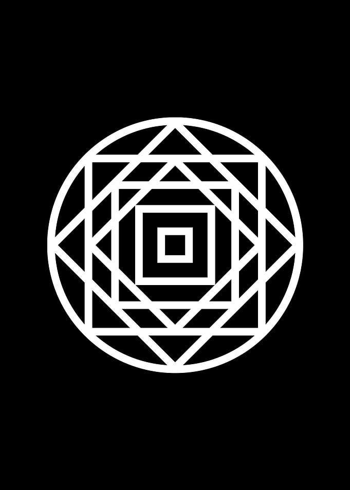 White Geometric Glyph Sign
