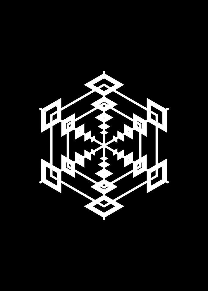 White Geometric Glyph Sign