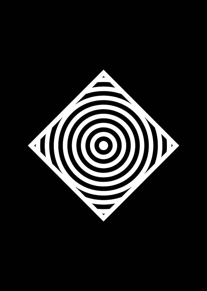 White Geometric Glyph Sign