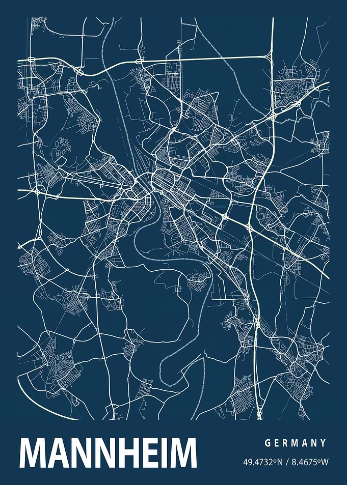 Mannheim City Map Germany