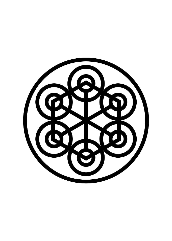 White Geometric Glyph Sign