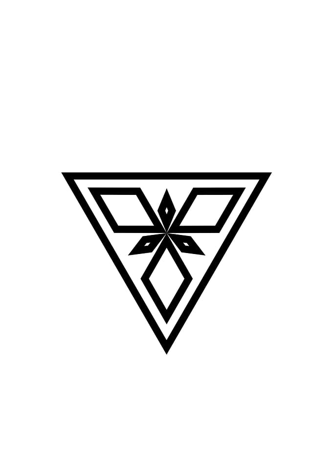White Geometric Glyph Sign