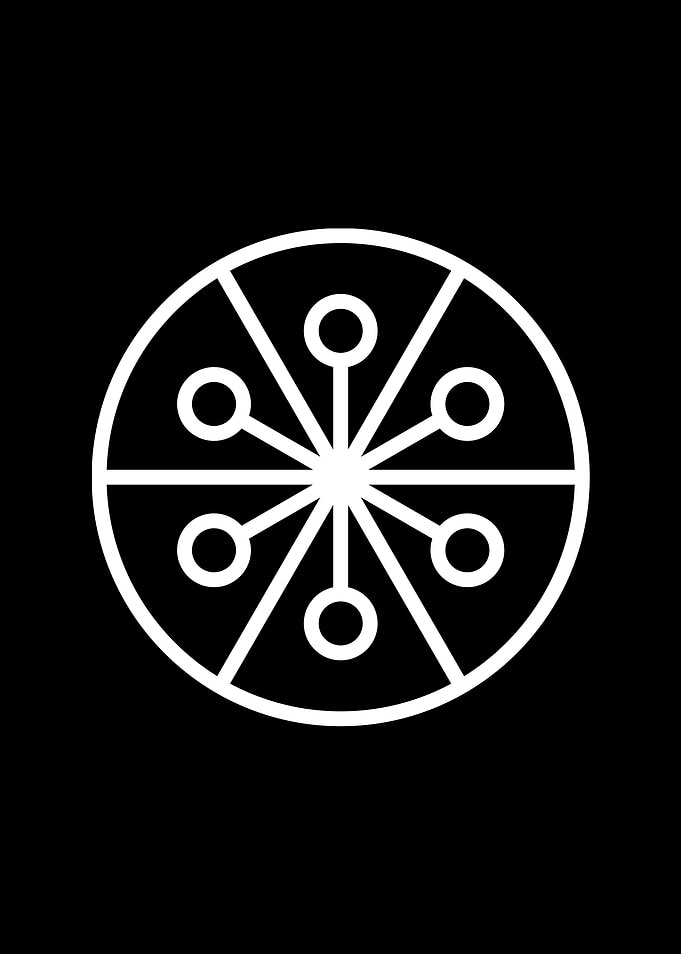 White Geometric Glyph Sign