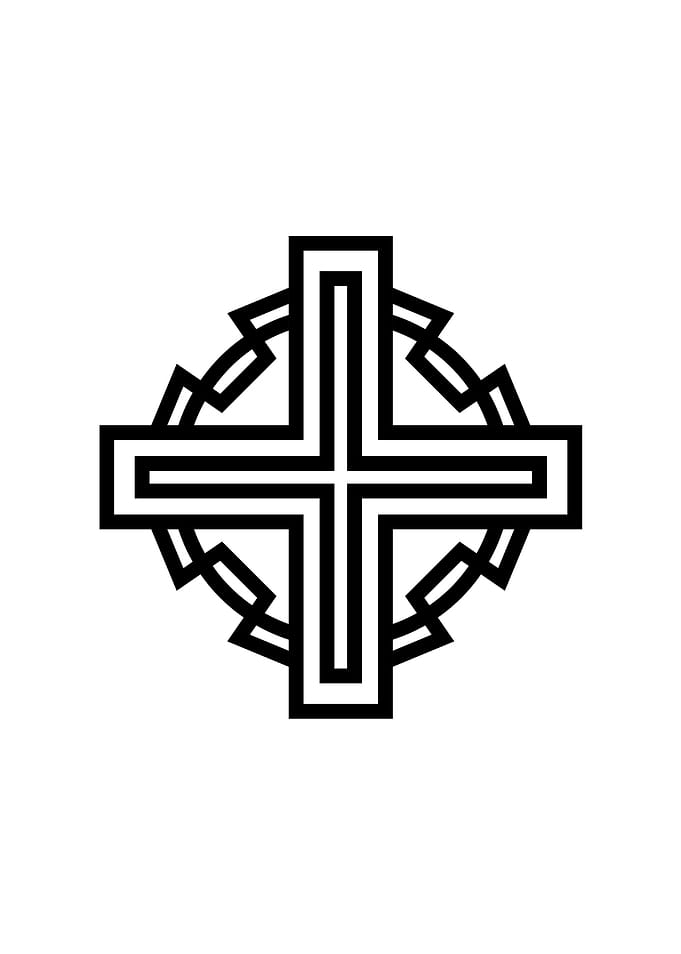 White Geometric Glyph Sign