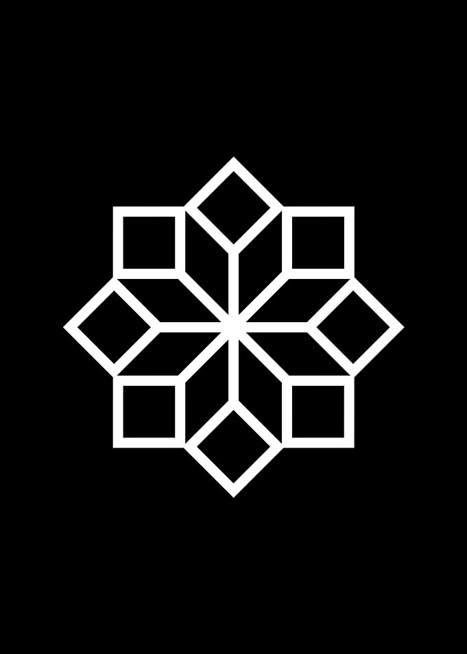 White Geometric Glyph Sign