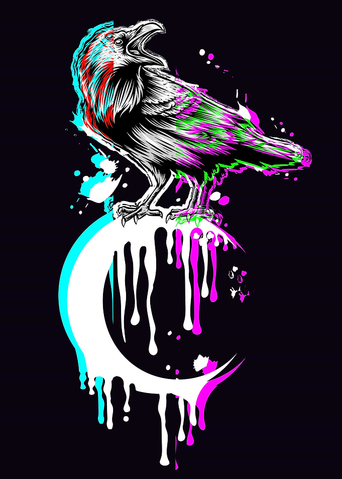 Tarot Card Moon And Crow