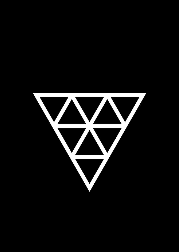White Geometric Glyph Sign