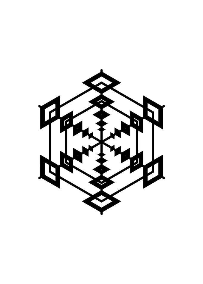 White Geometric Glyph Sign